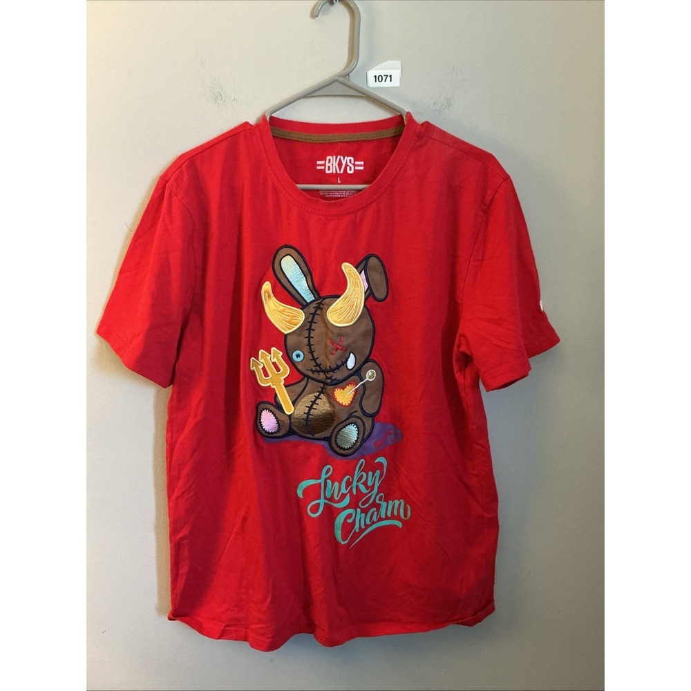 BKYS Lucky Charm T Shirt Embroidered Stitched Voodoo Bunny Rabbit Adult L